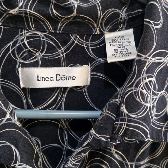 Linea Dome men's short sleeved button up black print, size large - Picture 2 of 3